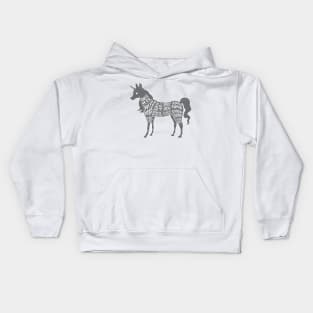 Unicorn - Fantasy Butcher Cuts of Meat - Gray Kids Hoodie